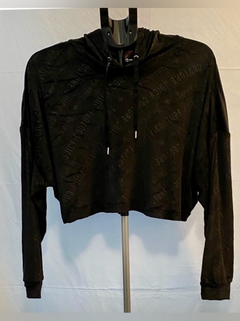Juicy Couture Black Embossed Velvet Sleepwear Hoodie Large
